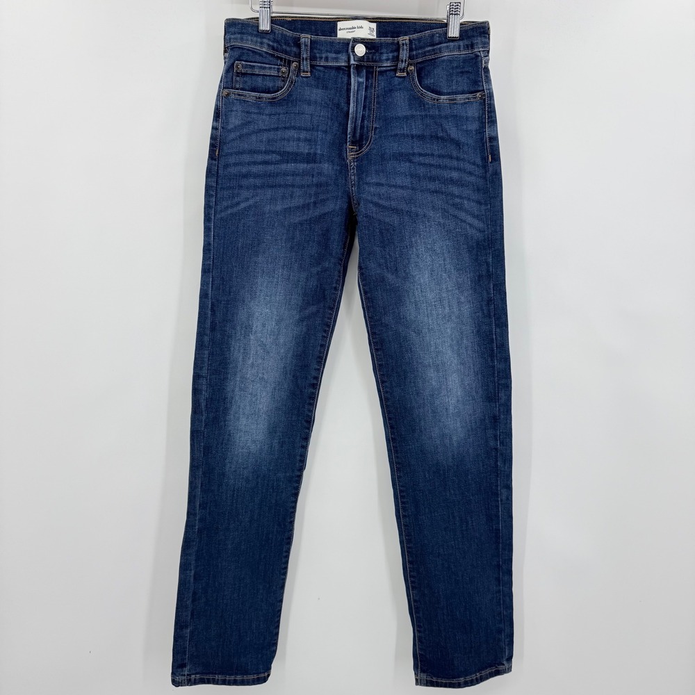 Abercrombie Kids Straight Jeans Kids 15/16 Long Dark Wash Stretch Denim